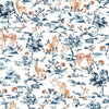 Fabric Forest animals and foliage on blue cotton fabric - Into the wild by Dashwood Studio