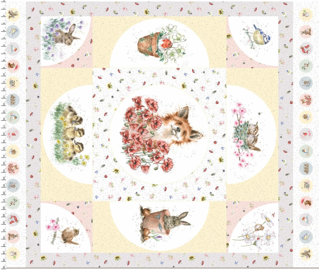 Fabric Fox and forest animals cotton panel - Bramble Patch by Maywood Studio