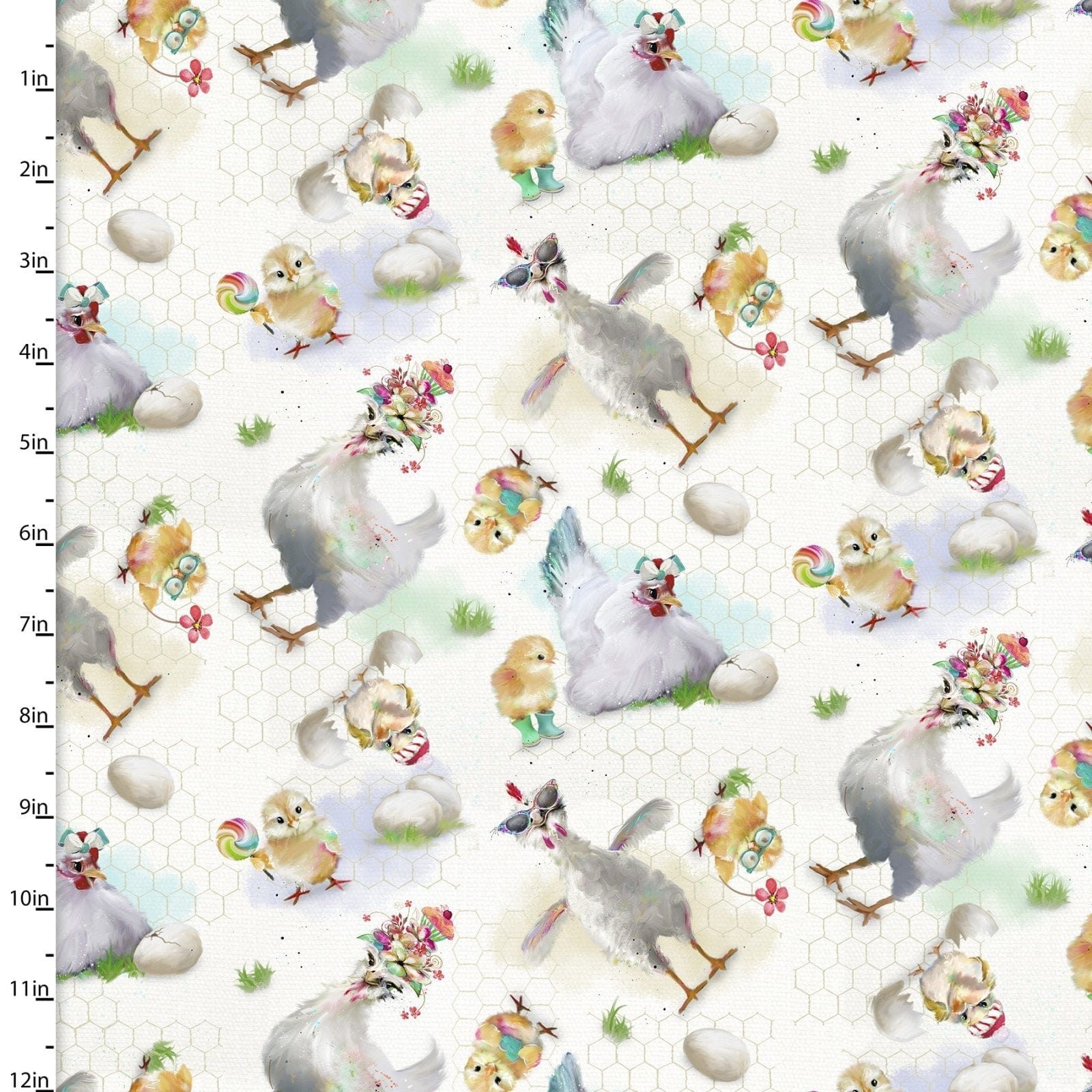 Fabric Funny Farm Animals Panel cotton fabric - 3 Wishes