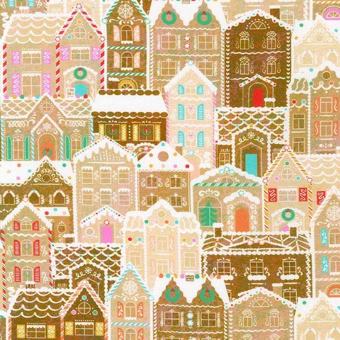 Fabric Gingerbread biscuits cotton fabric - Robert Kaufman