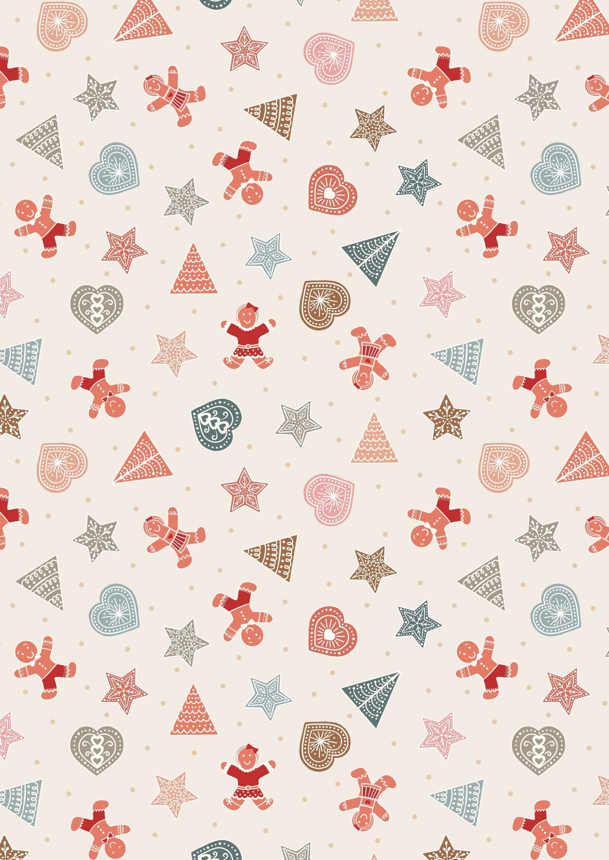 Fabric Gingerbread men on dark cotton fabric - Gingerbread Season by Lewis & Irene