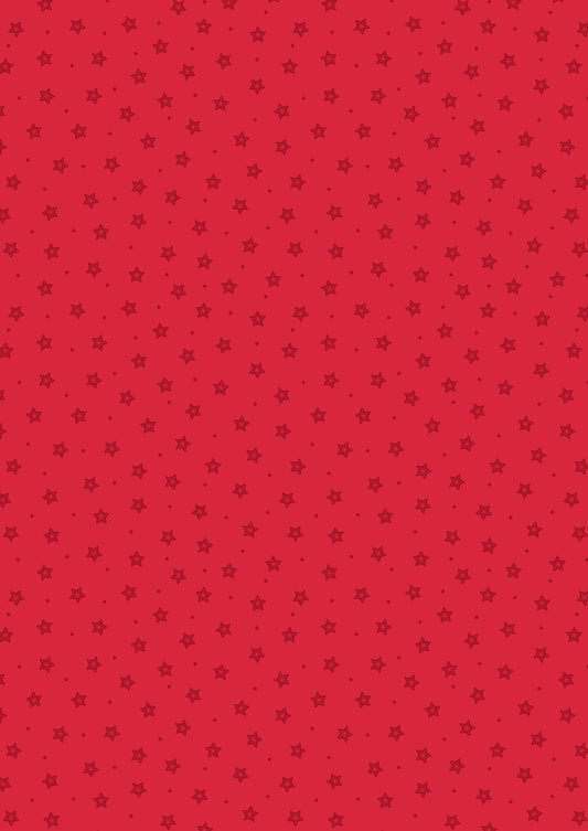 Fabric Gingerbread stars on red cotton fabric - Gingerbread Season by Lewis & Irene
