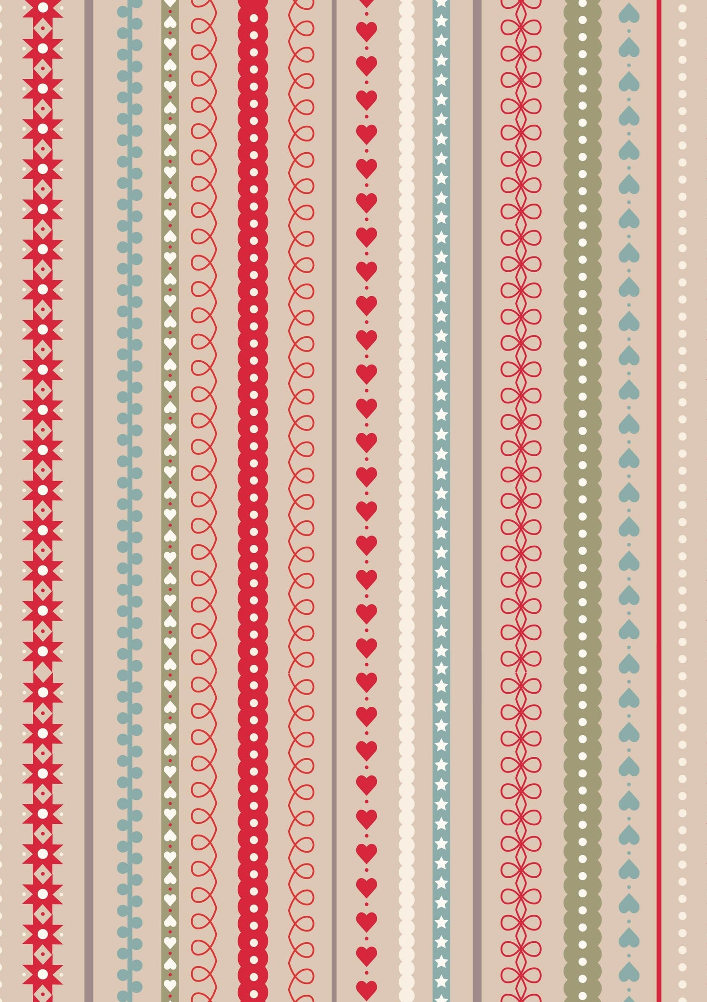 Fabric Gingerbread stars on red cotton fabric - Gingerbread Season by Lewis & Irene