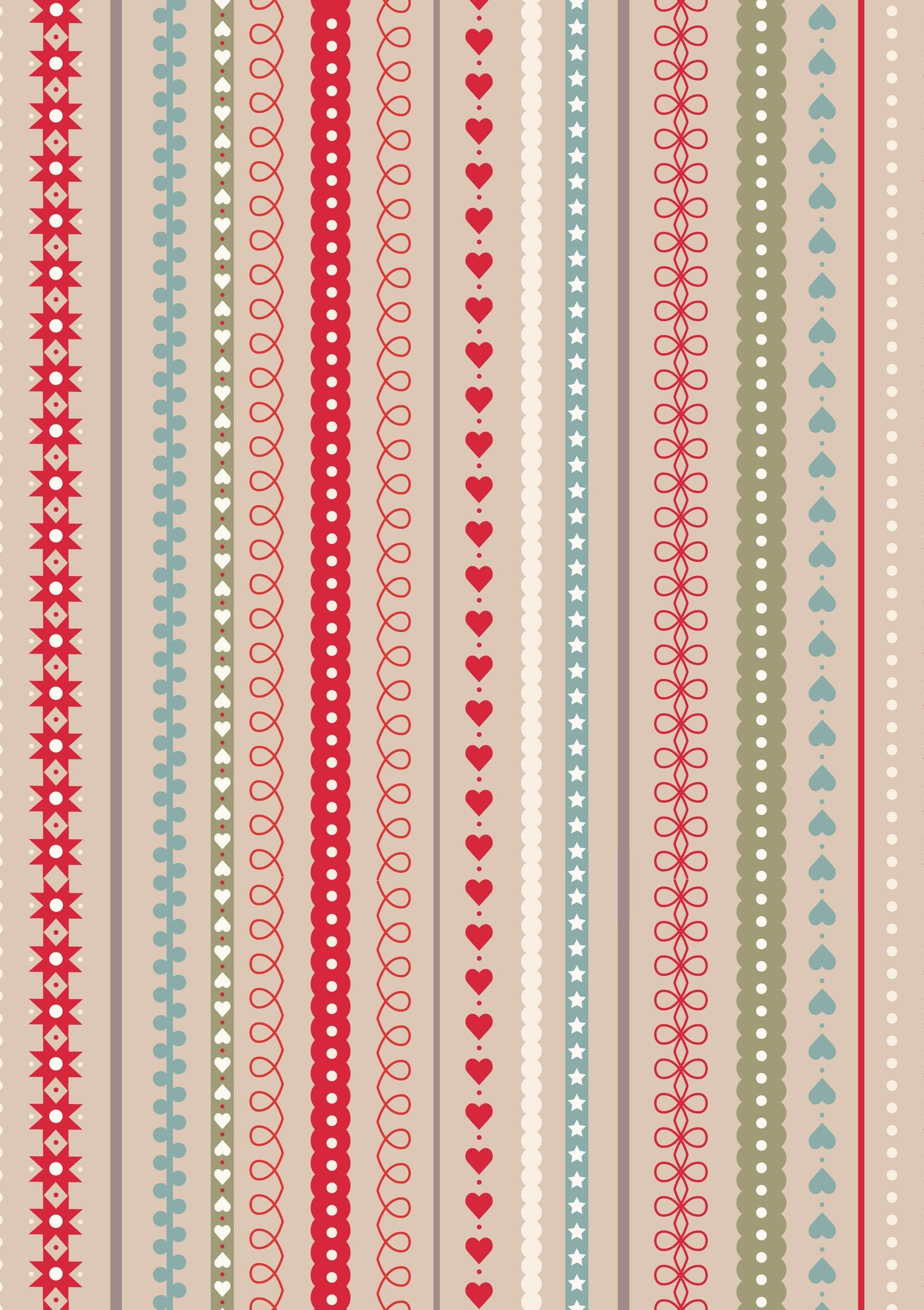 Fabric Gingerbread stars on red cotton fabric - Gingerbread Season by Lewis & Irene