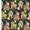 Fabric Gnome homes on navy cotton - You Light my way gnome - 3 Wishes