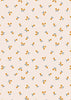 Fabric Gold Metallic Flowers on Cream 100% cotton fabric - A584.1 Wintertide by Lewis & Irene