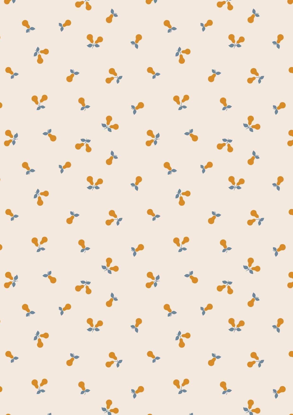 Fabric Gold Metallic Pears on Cream 100% cotton fabric - A583.1 Wintertide by Lewis & Irene