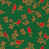 Fabric Gold Winter holly on dark green cotton fabric - Robert Kaufman