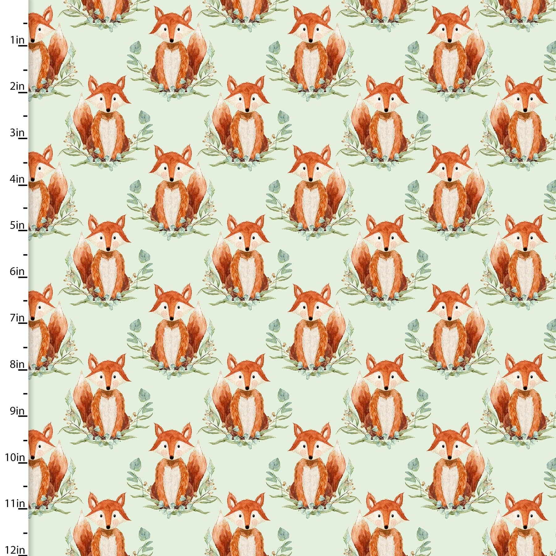 Fabric Green forest trees on green 100% cotton fabric - 'Forest Friends' 3 Wishes