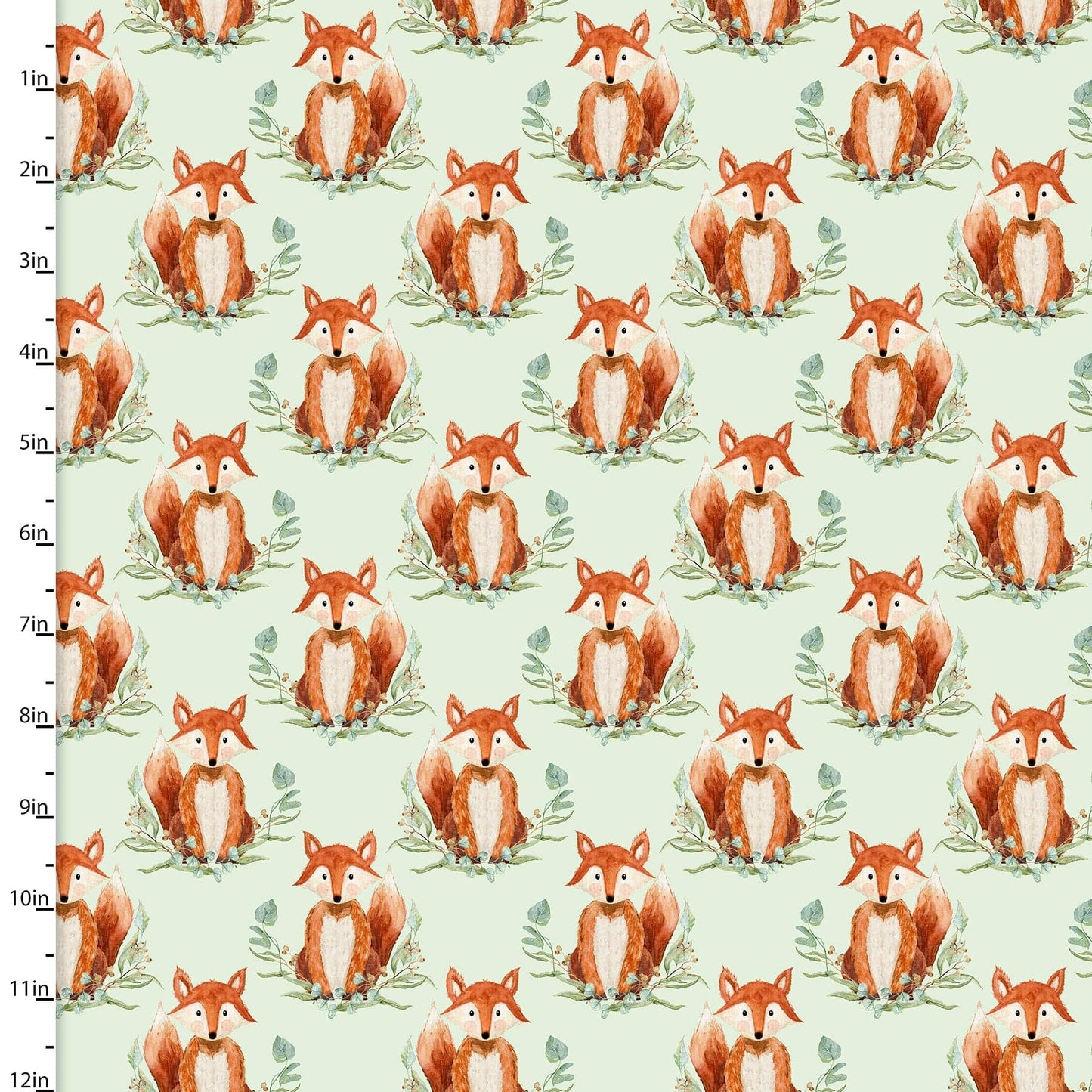 Fabric Green forest trees on green 100% cotton fabric - 'Forest Friends' 3 Wishes