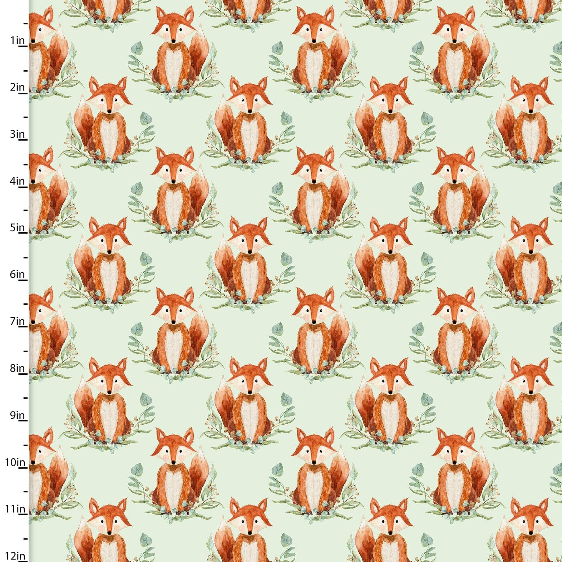 Fabric Green forest trees on green 100% cotton fabric - 'Forest Friends' 3 Wishes