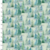 Fabric Green forest trees on green 100% cotton fabric - 'Forest Friends' 3 Wishes