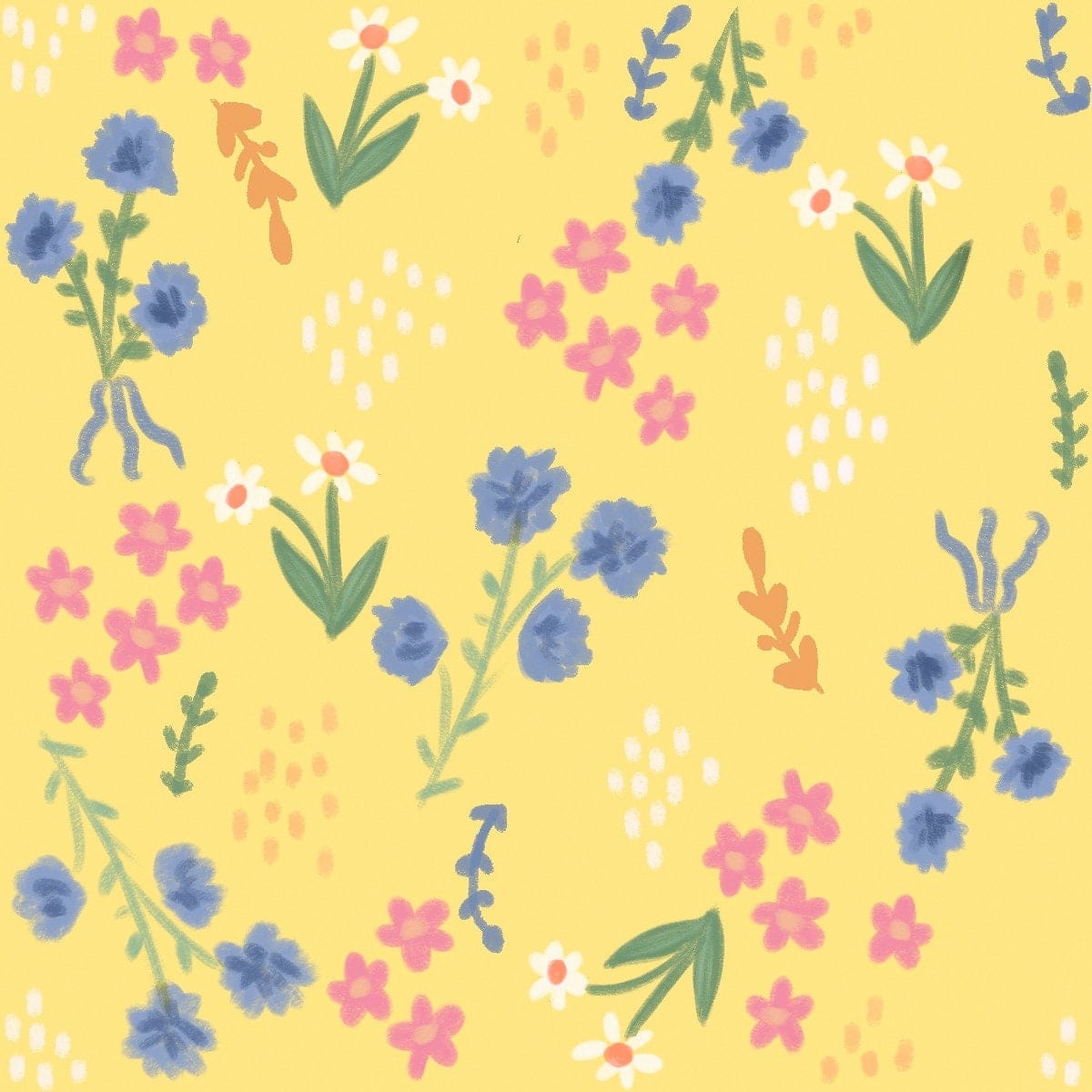 Fabric HALF METRE-Yellow floral flower 100% cotton fabric - Grow where you are planted - Fabric Editions