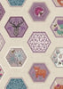 Fabric Hexagons on dark cream cotton fabric - Celtic Dreams by Lewis & Irene