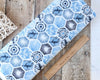 Fabric Hexagons white blue tie dye cotton fabric - 'Indigo Elements' Stuart Hillard