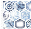 Fabric Hexagons white blue tie dye cotton fabric - 'Indigo Elements' Stuart Hillard