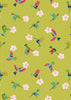 Fabric Hibiscus Hummingbird on mono blue cotton - Lewis & Irene