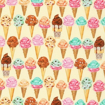 Fabric Ice creams on yellow cotton - Sweet Tooth - Robert Kaufman