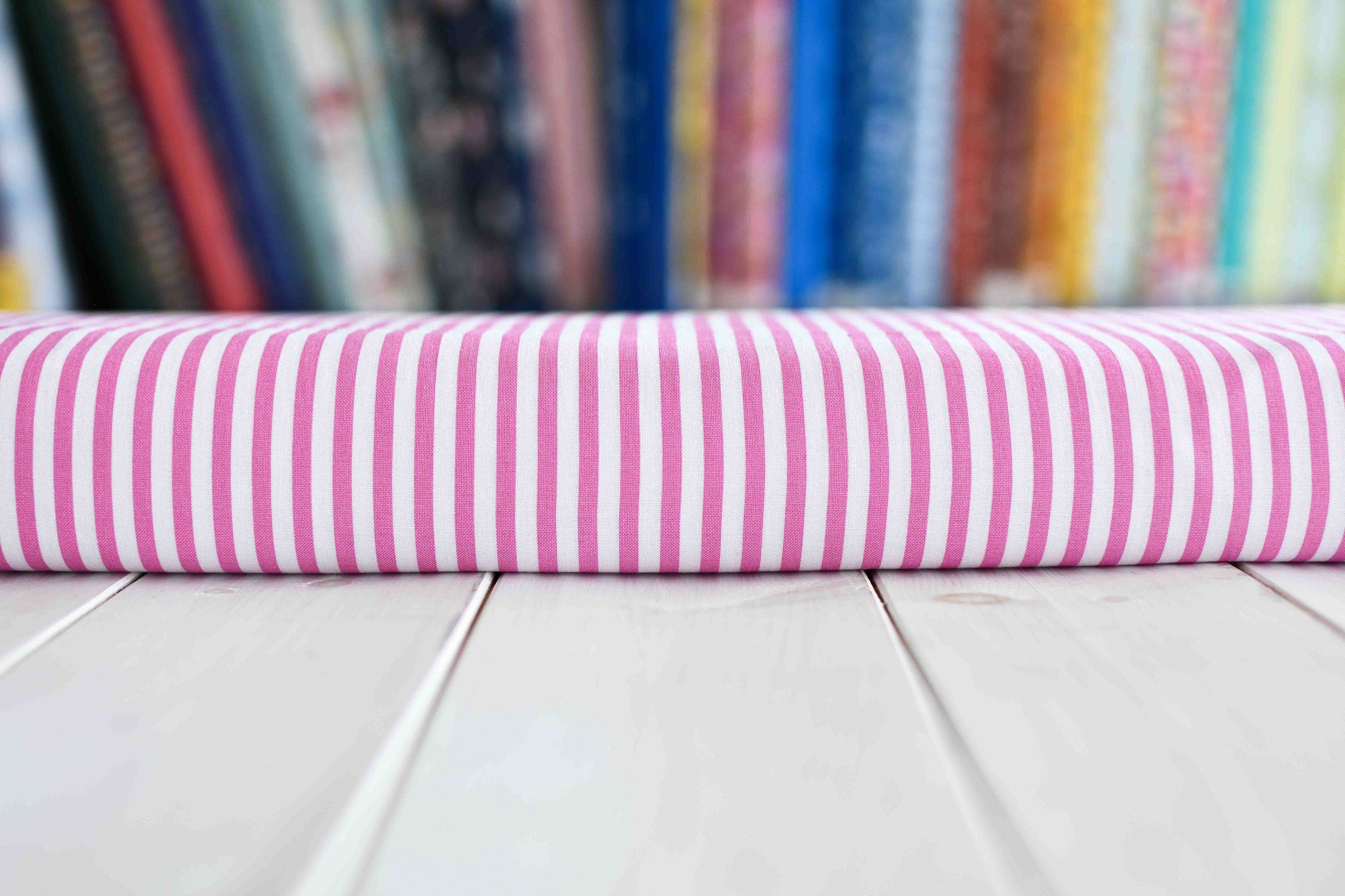 Candy stripe pink and white quilting cotton fabric by Dashwood Studio