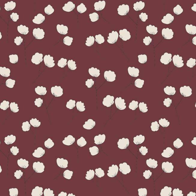 Burgundy organice jersey with cotton buds by Elvelyckan