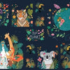 Tigers and jungle animals cotton fabric panel - 'Our Planet' Dashwood Studio