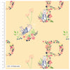 Peter rabbit on a spring nursery yellow cotton fabric with a floral P - Flowers and Dreams by Craft Cotton Co