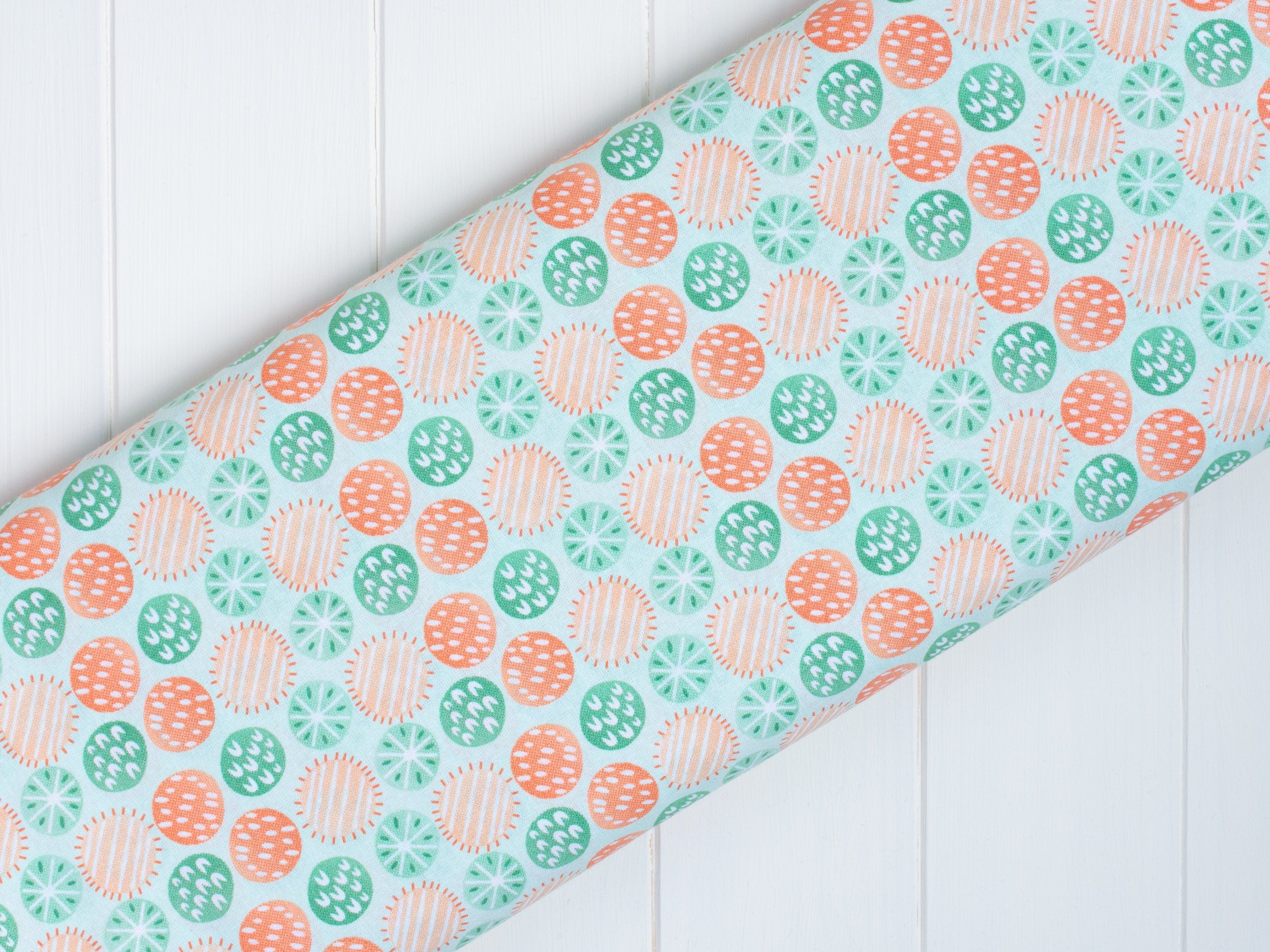 Green and orange jungle spots cotton fabric - 'Safari Plants' CraftCottonCo