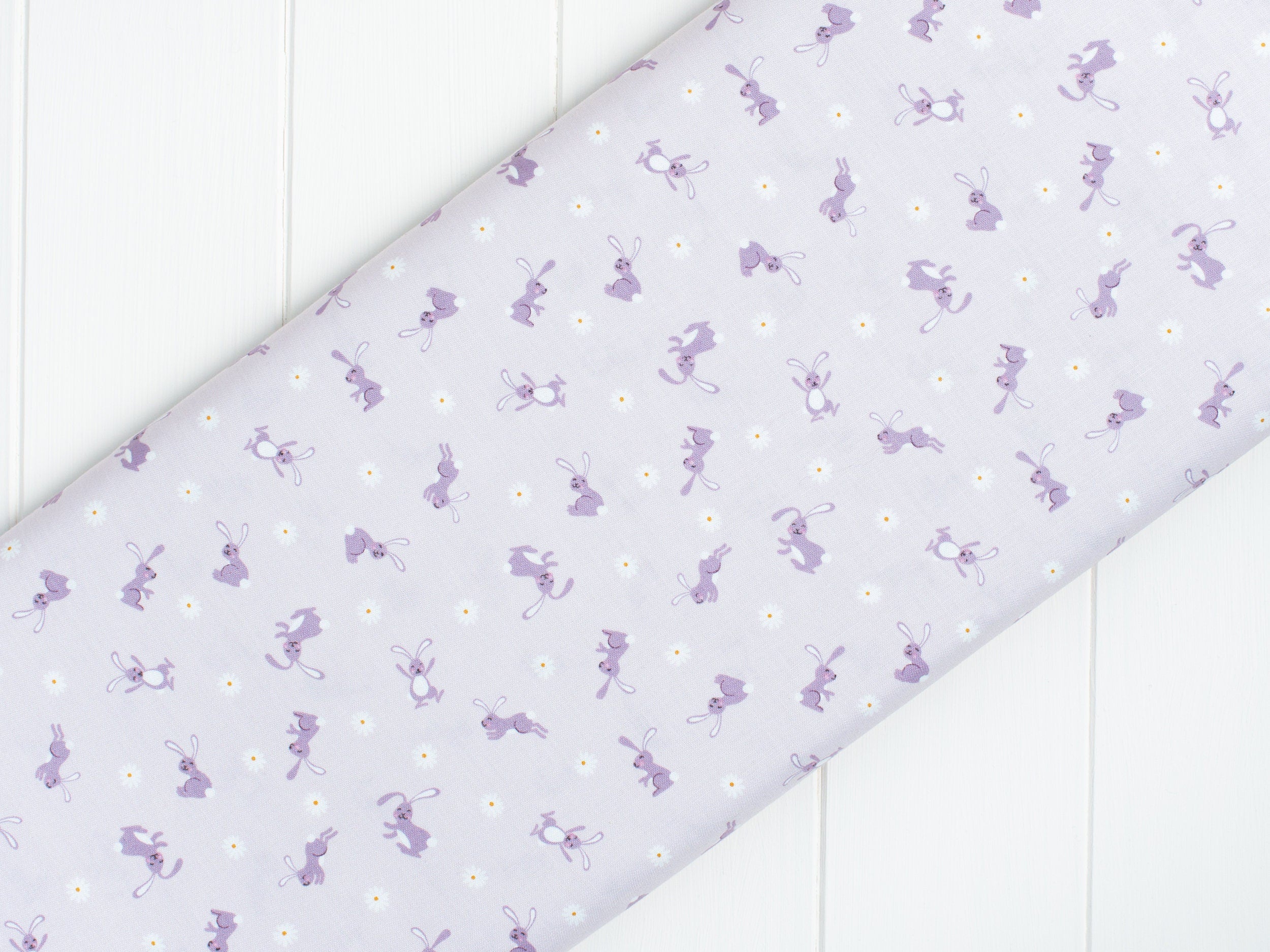 Bunny rabbits daisies dark cream quilting cotton fabric - Bunny Hop by Lewis & Irene