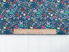 Rabbits and Chicks on dark blue floral quilting cotton fabric - Bunny Hop by Lewis & Irene