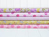 Dahlia's hearts on pale pink cotton fabric - Love Blooms by Lewis & Irene