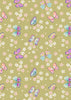 Brightly coloured butterflies and small flowers on a green cotton fabric - Love Blooms by Lewis and Irene
