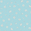 Delicate little white flowers on a blue cotton fabirc - 'Field Rose' Flower Show Midsummer cotton fabric by Liberty