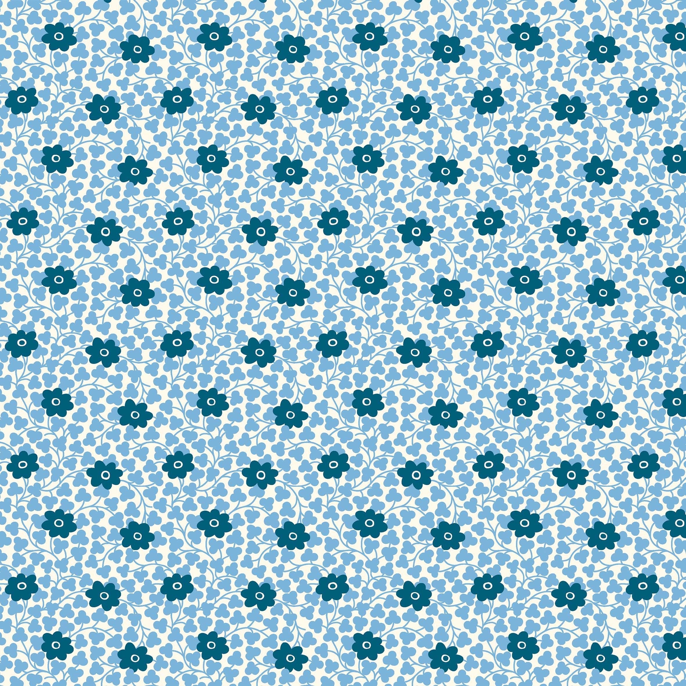 bue flowers on blue leave - Liberty 'Chelsea Flower' flower Show Midsummer cotton fabric