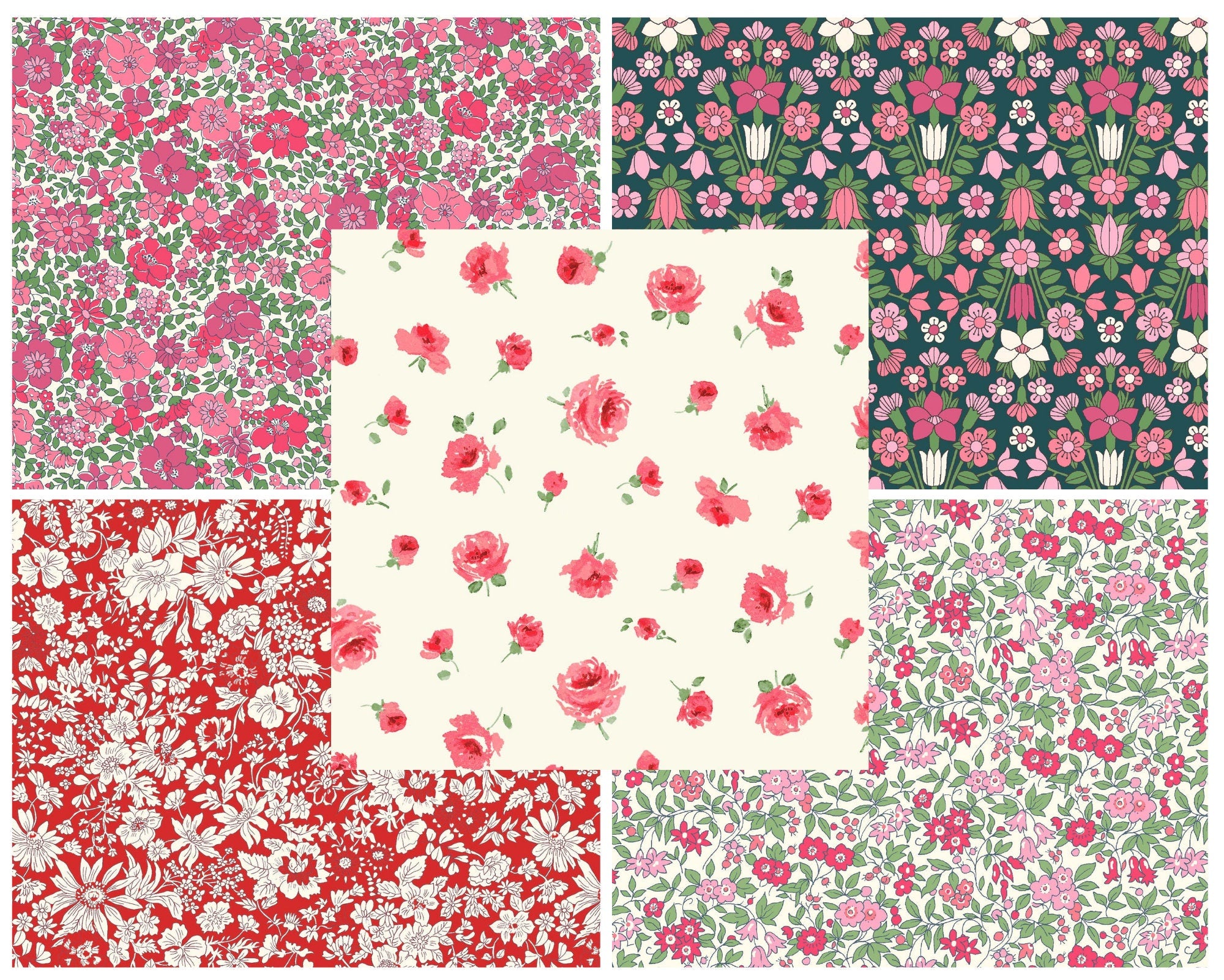 Liberty 'Hampstead Meadow' Pink Flower Show Midsummer cotton fabric