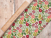 Winter beige floral holly poinsettia gold elements cotton fabric - Lewis and Irene