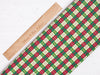 Christmas green, red and cream checked tartan plaid cotton fabric - 3 Wishes