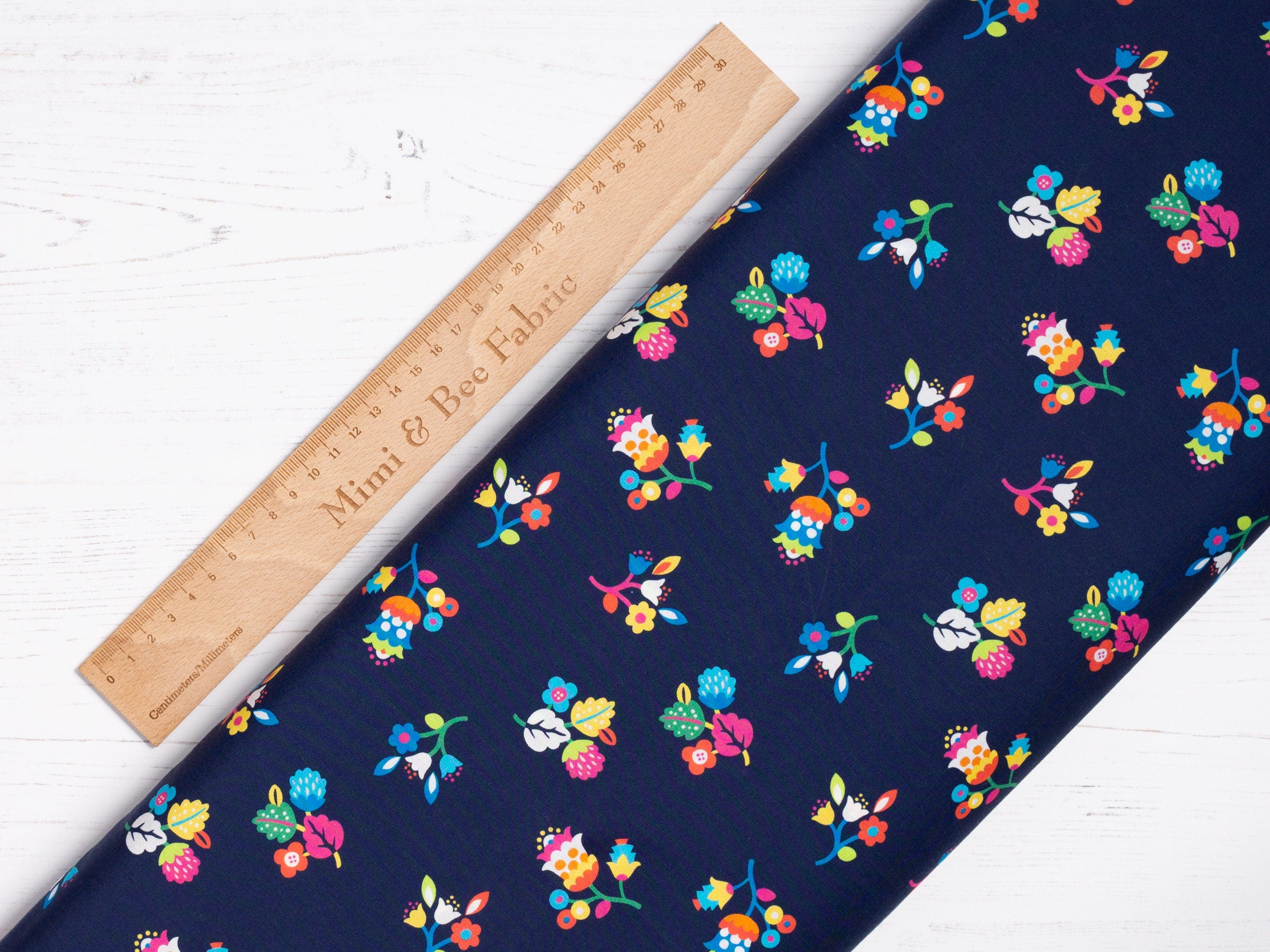 Navy blue sunburst Kaleidoscope Cotton Lawn fabric - Dashwood Studio