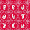 White hares and foxes in wreaths on red cotton fabric - Starlit Hollow by Dashwood Studio
