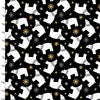 White polar bear on black cotton fabric with gold stars - 3 Wishes