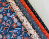 Blue daisy floral autumnal wide cotton fabric - Woodland Notions by Dashwood Studio