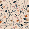 Load image into Gallery viewer, Navy and rust autumnal plants on cram cotton fabric - Woodland notions by Dahswood Studio