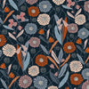 Navy wide cotton fabric with autumnal flowers - Woodland Notions by Dashwood Studio