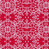 White vines, leaves and flowers on red 100% cotton fabric.