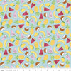 Lemons, pineapples, melons and coconuts, tropical fruit cotton fabric - Rainbow Fruits by Riley Blake