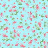 Turquoise blue cotton fabric with pink flamingos. Part of the Lets Flamingle collection by Blank Quilting