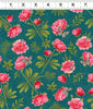 Turquoise striped 'Peacock Garden' 100% cotton fabric - Clothworks