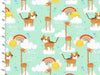 Blue rainbow and clouds flannel brushed cotton fabric - Welcome to the Jungle by 3 Wishes