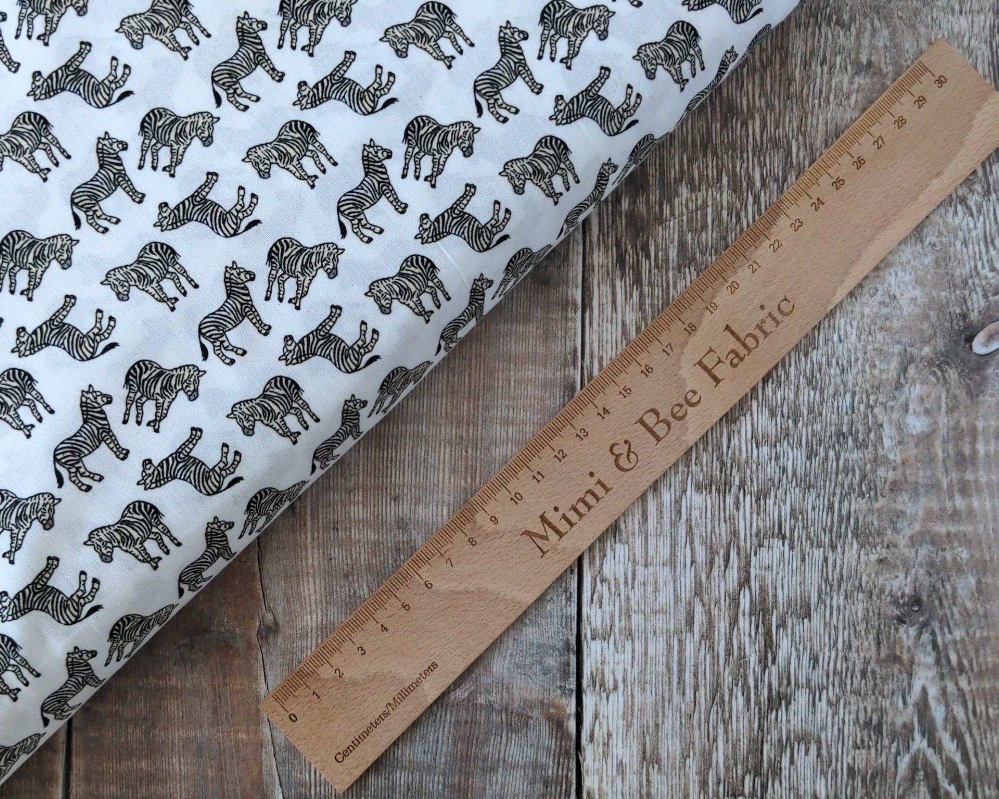 Zebras safari fabric on off White 100% wide cotton fabric