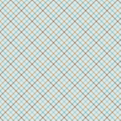 Diamond shaped check plaid tartan brushed cotton in blue and brown - Henry Glass and Co.