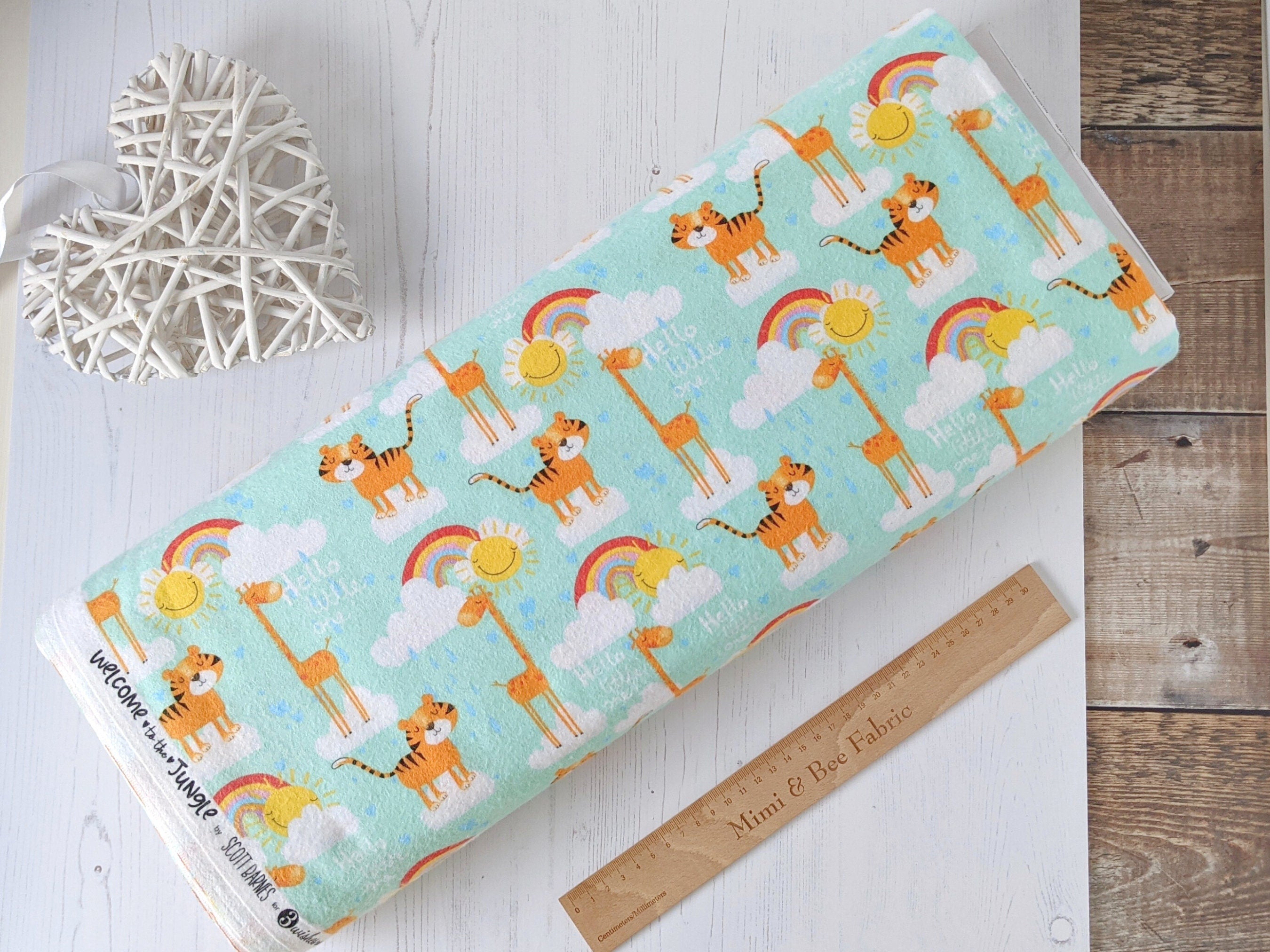 Tiger nursery flannel brushed cotton fabric - Animal Patch by 3 Wishes